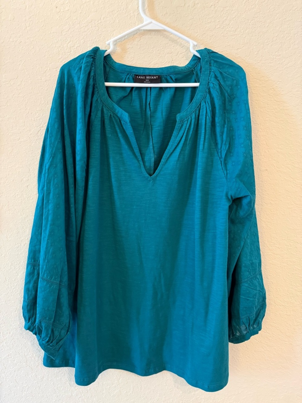 Lane Bryant Teal Split-Neck Peasant Tunic
